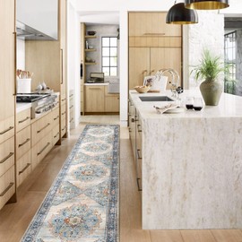 TOPRUUG Washable Runner Rug 2x10 - Hallway Runner Rug Kitchen Rugs and Mats Non Skid Washable Waterproof Carpet Runner for Living Room Bedroom Bathroom (Blue, 2X10)