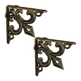 2 x Shelf Brackets Antique Shelf Brackets Cast Iron Lily Ornament Vintage Wall Bracket for Shelf Shelf Console Bronze