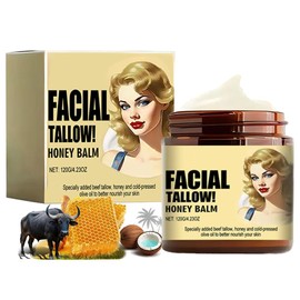 Sebo de Res Para la Cara, Natural Organic the Whipped Tallow Honey Balm, Crema de Cebo de Res Para la Cara, Contains Coconut, Unisex Body Lotion (120g, Beef Tallow for Skin)