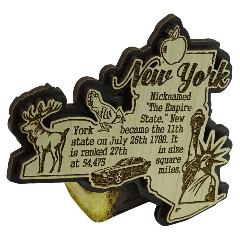 USA New York State Map Wooden Magnet Souvenir Fridge Magnet