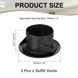 PATIKIL 4 Inch Round Air Vent Cover, 2 Pack Soffit Vents ABS Ceiling Vent Covers Air Vent Louver for Bathroom Kitchen Living Room Ventilation System, Black