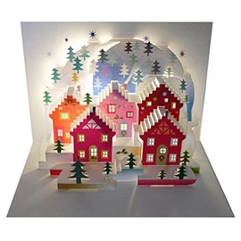 We Pop Up 3D Card Christmas Advent Greeting Card Christmas City with Fir Trees 16 x 11 cm