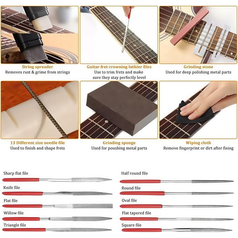 Guitar Repairing Maintenance Tool Kit 72Pcs Guitar Repair Kit Including