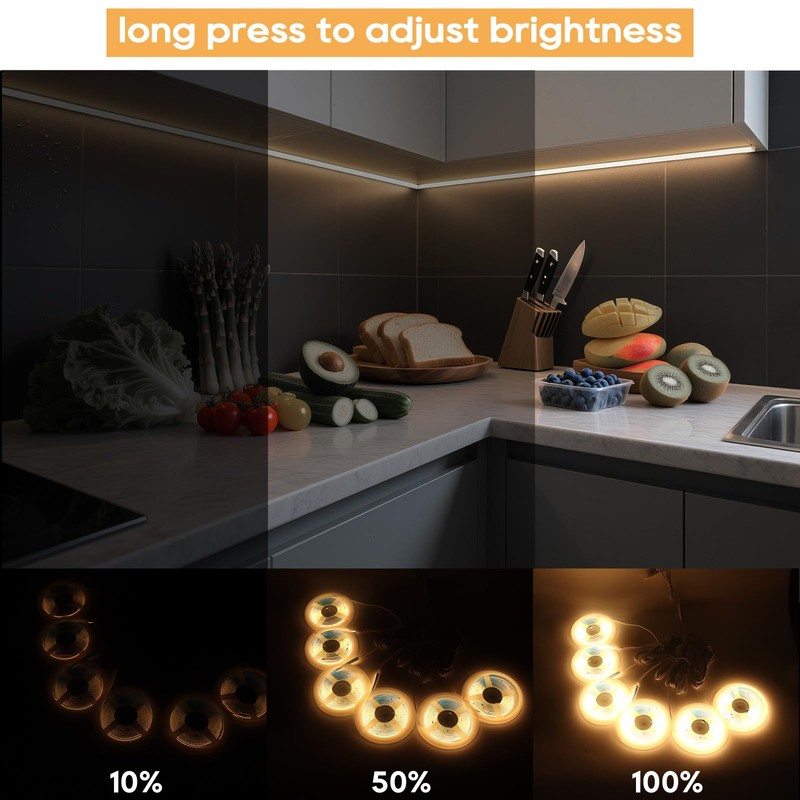 LRGBST 12V Warmwhite COB LED Strip Light, 6 Pcs 2M/6.56ft