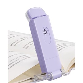 DEWENWILS USB Rechargeable Book Reading Light, LED Clip on Booklight Flexible Reading Lights in Bed, Car at Night, 4 Brightness Adjustable, Perfect for Bookworms, Kids (Purple)