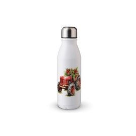 MAXIKIWI Einwandige Wasserflasche mit Schraubverschluss, nicht isoliert, leichtes Aluminium, BPA-frei, auslaufsicher, Motiv: Weihnachtsbauernhof, Aquarell, 500 ml