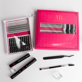 Free Shipping US Local Stock Soft Wispy Eyelash Fiber Waterproof Cluster Lash Extensions with Bottom Lashes Diy Cluster Lash KitFalse Eyelashes Style: Natural, length: Mix, color: Black, package: 40D-D-16