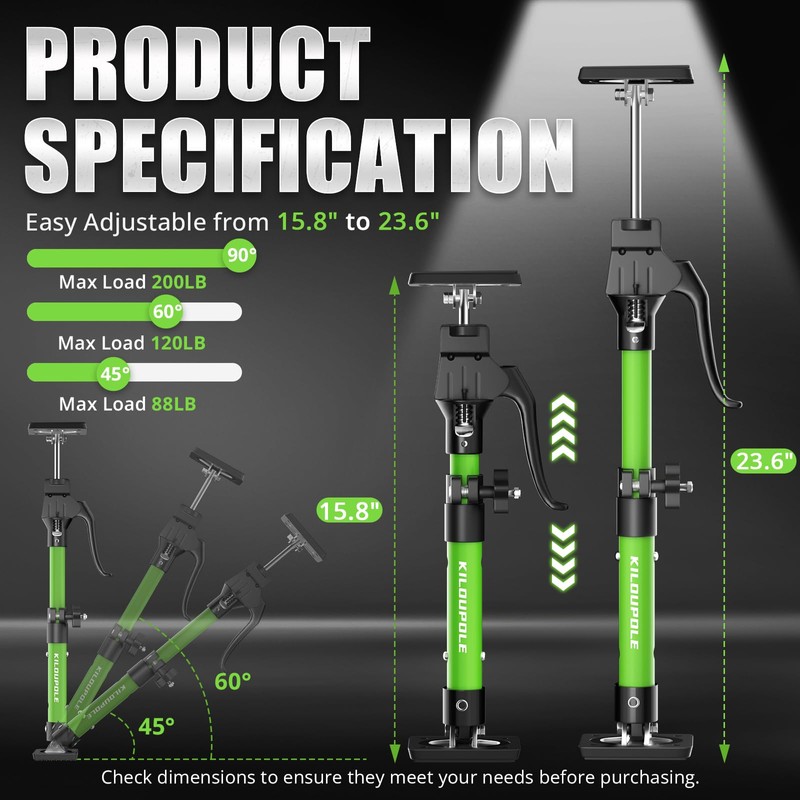 KILOUPOLE Cabinet Jack Support Pole, 15.8-23.6 Inches Steel Telescopic Quick