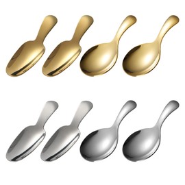 OT-NVWOZR Pack of 8 Stainless Steel Coffee Spoons, Mini Teaspoons with Short Handle, Small Salt Spoon, Honey Spoon, Espresso Spoon, Short Handle, Special Spoon, Ice Cream Scoop for Tea, Coffee, Spices