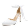 Pearl Heels Wedding Shoes for Bride Closed Toe Bridal Shoes