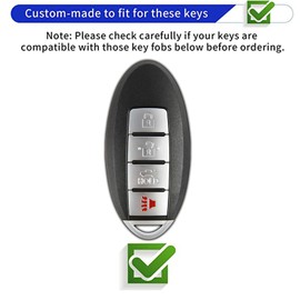 WENHENI Keyless Entry Systems Key for Nissan Key Fob Cover Shell with Keychain Fit for Nissan Altima Maxima Rogue Armada Pathfinder Smart Key (4Buttons Gold-Pink)