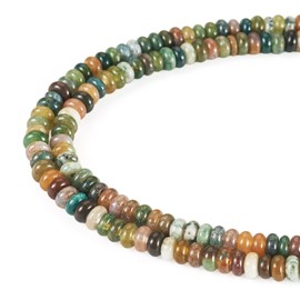 Beadthoven 1 Strand/158pcs Natural Indian Agate Gemstone Rondelle Beads 4x2mm Flat Round Disc Energy Healing Crystal Chakra Stone Beads Spacers for Jewelry Making Bracelets Necklaces DIY Crafts