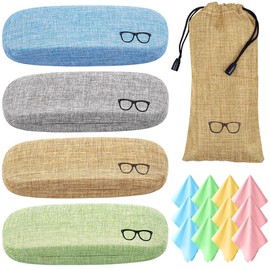 17-Piece Eyeglass Case Hardshell Set, Unisex Hardcase Eyeglass Case, Large Eyeglass Case
