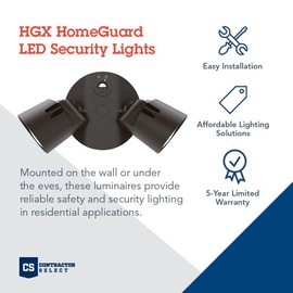 Lithonia Lighting HomeGuard 2-Light LED Outdoor Flood Lights, Outdoor LED Lights, Dusk to Dawn Sensor, Adjustable Lumens, 4000K Cool White, Round Heads, White (HGX LED 2RH ALO 40K 120 PE WH M2)