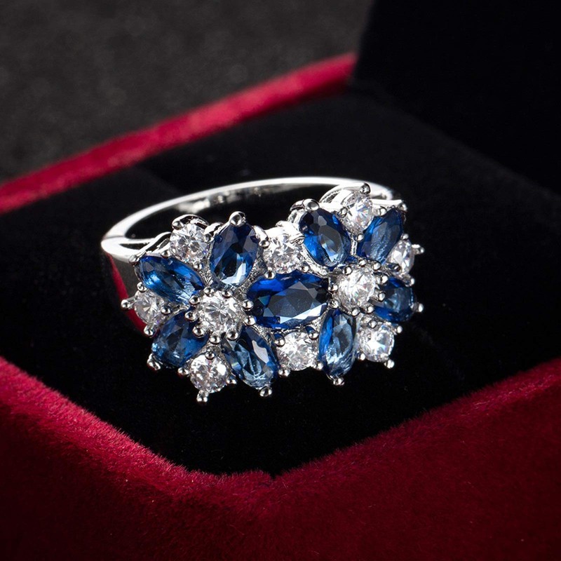 Lieson Plated 18K White Gold Rings Women Engagment, Engagement Ring