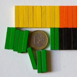 Square Sticks, Counting Sticks, Calculator Sticks, Math Sticks in 10 Colours, Game Material for Board Games/Montessori. Made in Germany (Pack of 100, 25 x 5 x 5 mm)