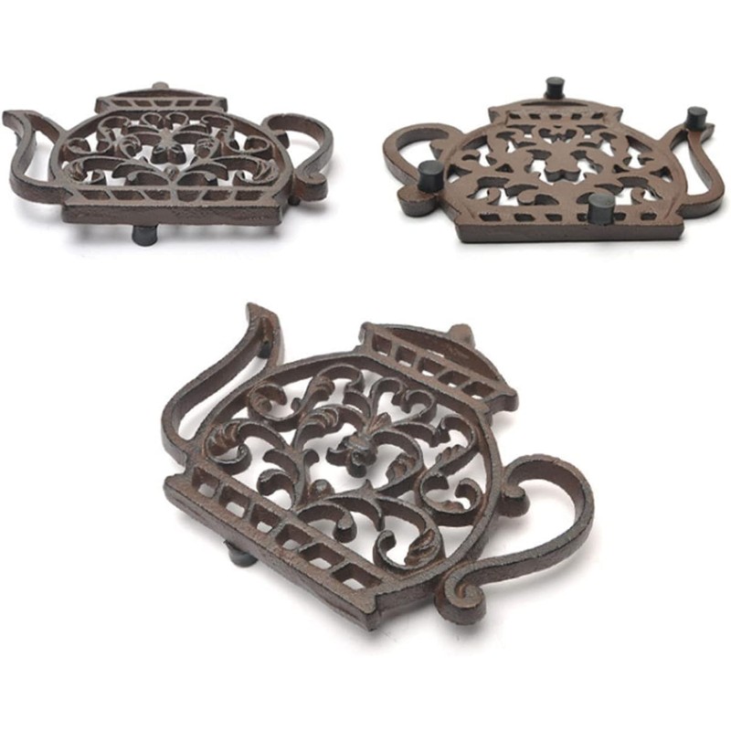 BEMINH Cast Iron Trivets for Hot Dishes, Rustproof Tea Pot