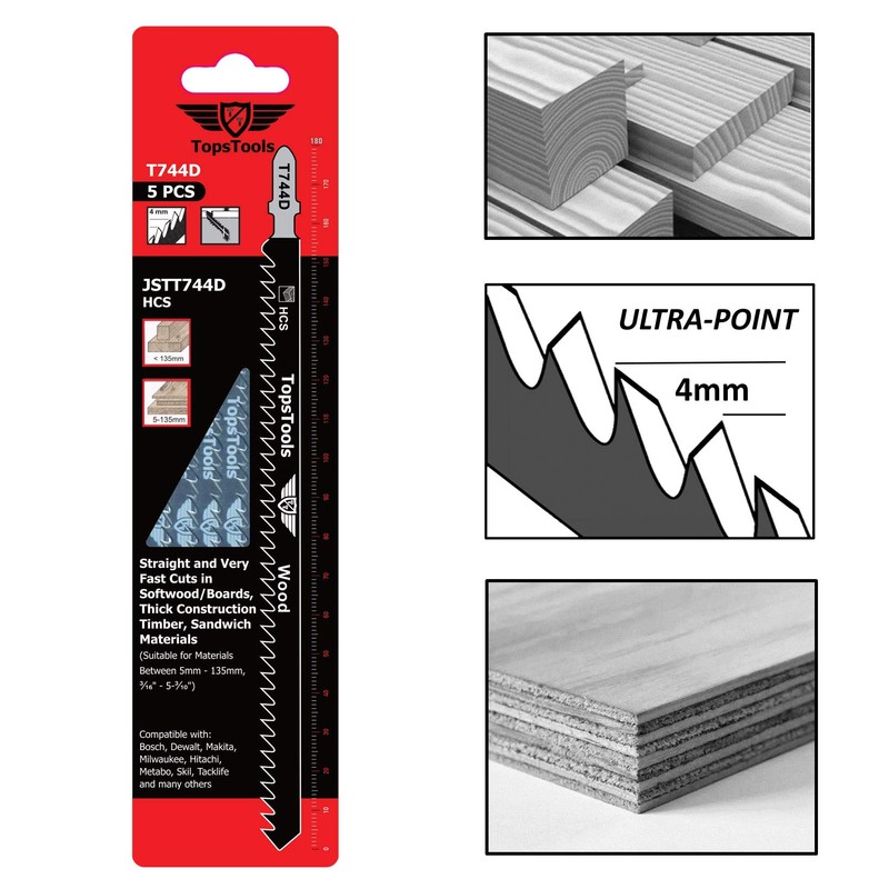 10 x TopsTools JSTT744D_2 T744D 180mmJigsaw Blades Designed for Long