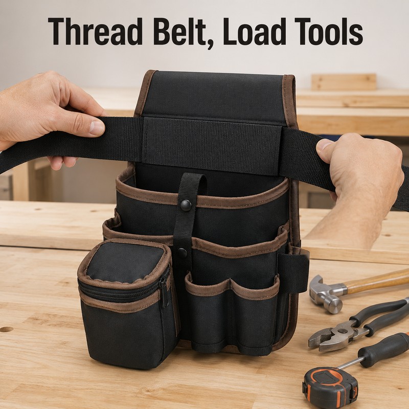 Multifunctional Tool Storage Belt Pouch – Hands-Free Organizer for Electricians,