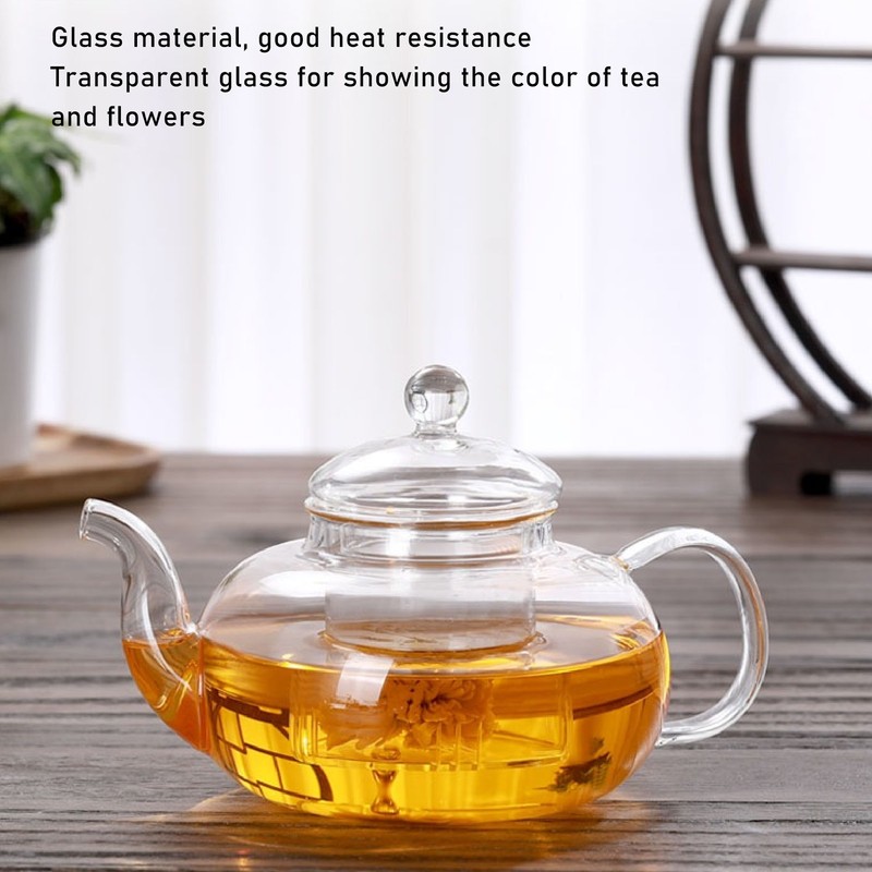 680ml Glass Teapot with Filter Heat Resistance Transparent Tea Kettle