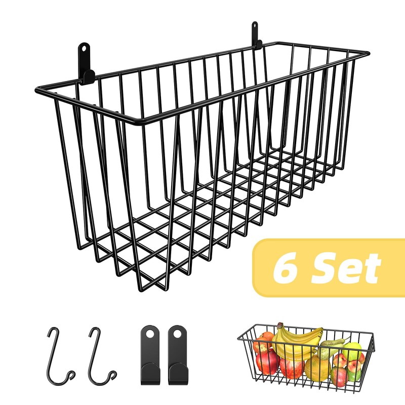 Simple Trending 6 Pack Wire Basket Locking Wall Hanging Baskets,