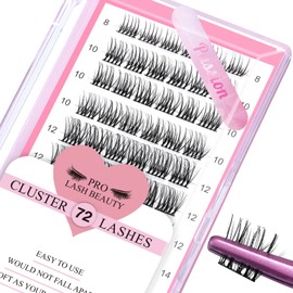 Cluster Eyelashes, Pack of 72 Individual Eyelashes, Eyelash Clusters, DIY Eyelash Extensions, Super-Thin Band, Reusable, Soft & Comfortable (Passion-C-8-16 Mix)
