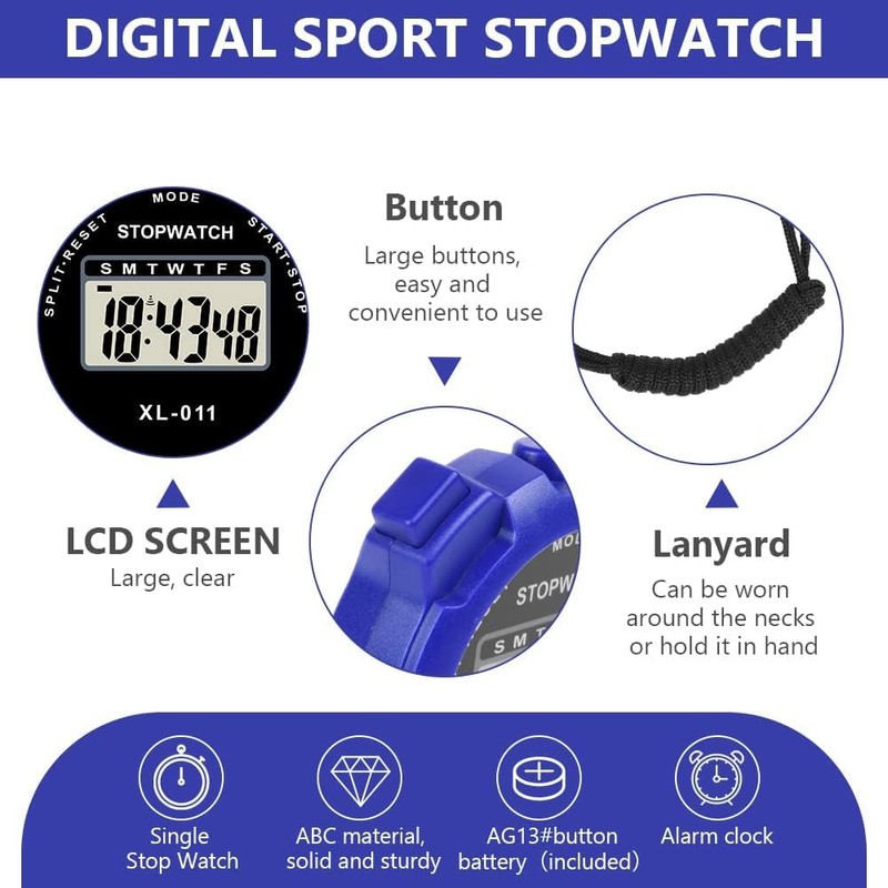 Digital Sports Stopwatch, Multi-Function Digital Sports Stopwatch Large Display, Single