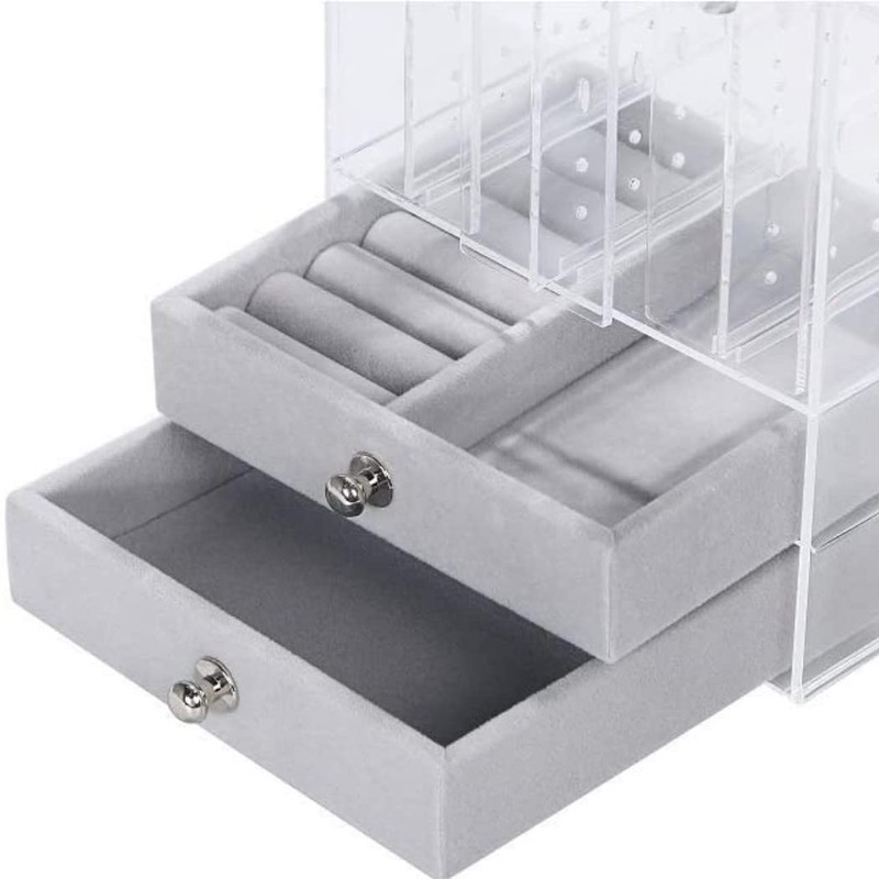 HappyHome Earrings Display Storage Case Vertical Hanging 3 Drawer Jewelry