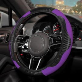 Flaconi Car Steering Wheel Cover,Steering Wheel Cover,Leather Steering Wheel Cover,Steering Wheel Accessories,Steering Wheel Covers,Suitable for Most 14.5”-15” Car Steering Wheel(Purple)