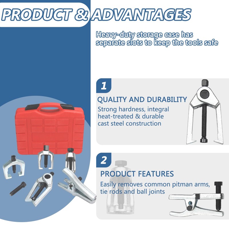 Bicos Splitter Removal Kit, Pitman Arm Puller, 5-in-1 Ball Joint