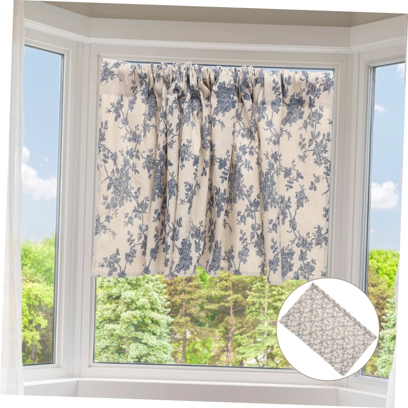GRIRIW Short Flower Pattern Curtains for Windows Lightweight Privacy Drapes