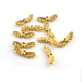 Pack of 40 Wings Angel Metal Beads Angel Wing Beads 22 mm Metal Spacer Jewellery Parts (Gold)