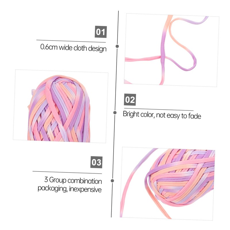 STOBOK Cotton Yarn Pack 3 Sets for Crocheting Weaving Home