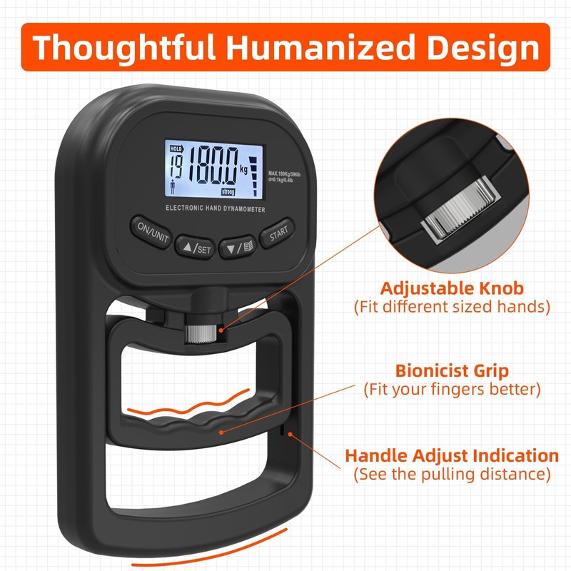 Digital Hand Dynamometer Grip Strength Tester, Digital Dynamometer for Hand