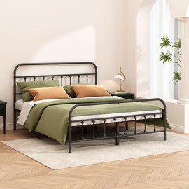 Kujielan Metal Bed Frame - Structurally Stable Heavy Duty Steel Slat Supported Full Bed Frames,No Box Spring Needed for Easy Removal and Transport.