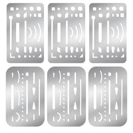 DOPENSPI 6PCS 2 Styles Stainless Steel Erasing Shields, Eraser Shield Eraser Template Drawing Template Shield Drafting Tools Metal Erasers Shields Tool for Mechanical Drawing Engineering
