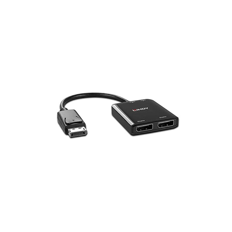 LINDY 38430 2 Port DisplayPort 1.2 MST Hub, Black, 4K@60Hz,