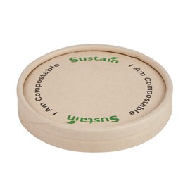 Restaurantware-LIDS ONLY: Sustain Round Paper Soup Container Lids, 50 Disposable Ice Cream Cup Lids - Cups Sold Separately, For 3 And 4 Ounce Cups, Bamboo To Go Cup Lids, PLA lining, Compostable