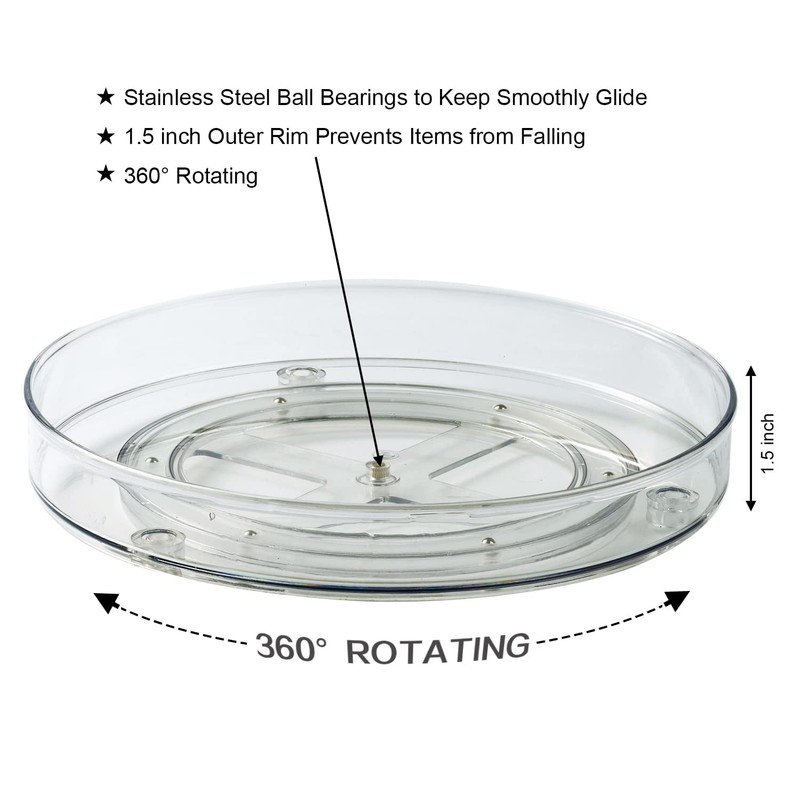 Amolliar 11" Clear Lazy Susan Organizer - 360° Rotating Turntable