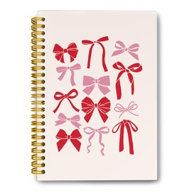 LiTiu Preppy Spiral Journal Notebook, Pink Coquette Trendy Girly Style Notebook for Teen Girls Women,Bow Trendy Funky Hardcover Spiral Notebook,80 Sheets 5.8x8.3