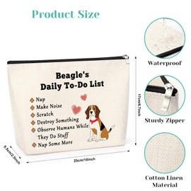 Beagle Lover Gift for Women Beagle Cosmetic Bag for Teen Girl Friend Mum Aunt Colleague Daughter Toiletry Bag Dog Owner Present for Her Sister Birthday Christmas Travel Makeup Pouch