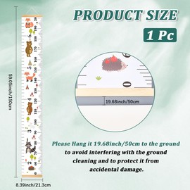 CREATCABIN Cartoon Growth Chart for Wall Growth Height Chart Handing Ruler Measurement Wall Decor Hanging Canvas Removable Height Growth Chart for Home Living Room Decoration Nursery 4.9 FT Animal