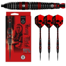 Harrows Ryan Searle „Heavy Metal“ Serie 2-Spieler-Darts-Set I Professionelle Darts 90% Wolframstahlspitze 22 g bis 26 g, 30 g und 32 g Pro Darts I Midi-Schäften und charakteristischen Flights 23g