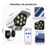 Luz Solar Control Remoto 77led 3 Modos De Falsa Cámara
