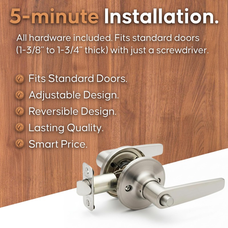 Copper Creek DL1231SS Daley Push Button Privacy Door Lever, Satin