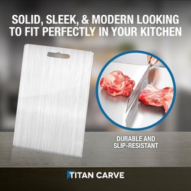 FREEZE2TRIM Titan Carve Titanium Cutting Board | Double-Sided Metal Titan Carve Cutting Board for Kitchen Chopping Board Dishwasher Safe, Rustproof & Durable for Meat & Vegetables | 13.4 x 9 Inches