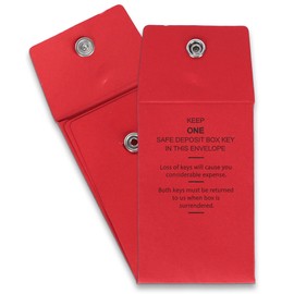 BankSupplies Stock Key Envelopes | Compact Red Safe Deposit Envelope | Pack of 250 | 2-1/4W x 3-1/2H | Re-Closable Snap Lock Fastener | Durable Construction