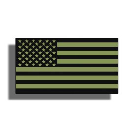 Real Sticky OD Green Sticker American USA Flag Military Car Vehicle Window Bumper ARMY Decal