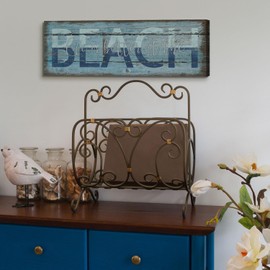 pureluca Blue Beach Sign Life is Better at The Beach Quotes Plaques Rustic Coastal Themed Decor 6 x 17 Farmhouse Wall Panel for Beach Life Shore Vacation Bathroom Bedroom Home Decoration