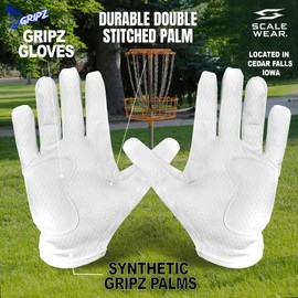 Disc Golf Gloves Ultimate Frisbee - Gripz Grip Palm Friction Fingers Lightweight Breathable Light Men Adult Premium Enhance Non-Slip Pair Leather Stretch Warm (White - Gray, Adult Medium)